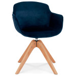 paris prix Fauteuil Design Velours "Laurie" 80cm Bleu & Naturel