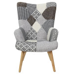 Paris Prix Fauteuil Patchwork Design "Helsinki" 100cm Gris