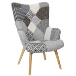 paris prix Fauteuil Patchwork Design "Helsinki" 100cm Gris