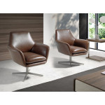 Paris Prix Fauteuil Pivotant En Cuir "Dalton" 85cm Marron