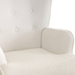 Paris Prix Fauteuil & Pouf Scandinave En Bouclette Lainée "Orle" 98cm Crème
