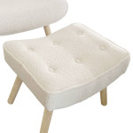 Paris Prix Fauteuil & Pouf Scandinave En Bouclette Lainée "Orle" 98cm Crème