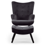 Paris Prix Fauteuil & Pouf Scandinave "Nomi" 100cm Noir