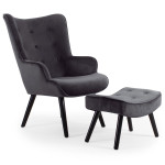 paris prix Fauteuil & Pouf Scandinave "Nomi" 100cm Noir