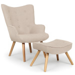 paris prix Fauteuil & Pouf Scandinave "Orle" 98cm Beige