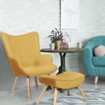 Paris Prix Fauteuil & Pouf Scandinave "Orle" 98cm Jaune