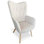 paris prix Fauteuil Scandinave en Bouclette Lainée "Carla" 100cm Crème