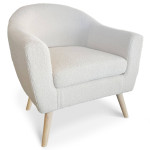 paris prix Fauteuil Scandinave en Bouclette Lainée "Delia" 79cm Crème