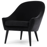 Paris Prix Fauteuil Scandinave En Velours "Ulla" 88cm Noir