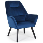 paris prix Fauteuil Scandinave en Velours "Watson" 101cm Bleu