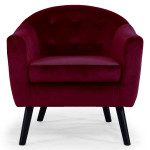 Paris Prix Fauteuil Scandinave Velours "Lopy" 79cm Bordeaux