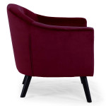 Paris Prix Fauteuil Scandinave Velours "Lopy" 79cm Bordeaux