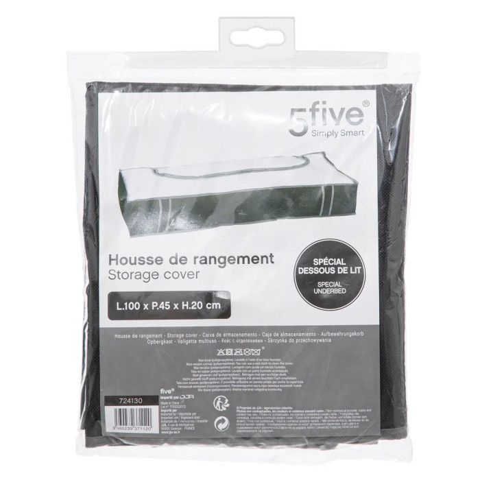 Paris Prix Housse De Rangement Lit Pliable "Order" 100cm Noir