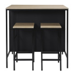 Paris Prix Ilot De Cuisine & 2 Tabourets "Loka" 100cm Noir