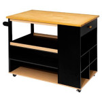 paris prix Ilot de Cuisine "Rangement" 108cm Naturel & Noir