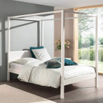 Paris Prix Lit à Baldaquin Bois Massif "Pino" 140x200cm Blanc