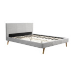 paris prix Lit Adulte en Tissu" Cormat" 140x190cm Gris Clair