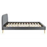 Paris Prix Lit Adulte En Tissu "Opamo" 140x190cm Gris Foncé