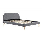paris prix Lit Adulte en Tissu "Opamo" 140x190cm Gris Foncé