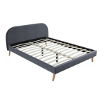 paris prix Lit Adulte en Tissu "Opamo" 160x200cm Gris Foncé