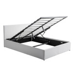 Paris Prix Lit Adulte En Tissu "Relevable" 160x200cm Blanc