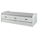 paris prix Lit Banquette en Bois 4 Tiroirs "Max" 90x200cm Blanc