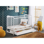Paris Prix Lit Bébé Matelas & Tiroir "Ala" 60x120cm Blanc Mat