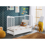 Paris Prix Lit Bébé Matelas & Tiroir "Ala" 60x120cm Blanc Mat