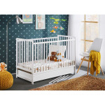 Paris Prix Lit Bébé Matelas & Tiroir De Lit "Cypi" 60x120cm Blanc