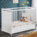 paris prix Lit Bébé Matelas & Tiroir de Lit "Tymek" 124cm Blanc