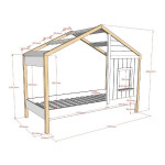 Paris Prix Lit Cabane Enfant "Babs II" 90x200cm Blanc