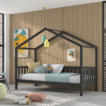 Paris Prix Lit Cabane Enfant "Dallas" 90x200cm Anthracite