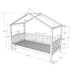 Paris Prix Lit Cabane Enfant "Dallas" 90x200cm Anthracite