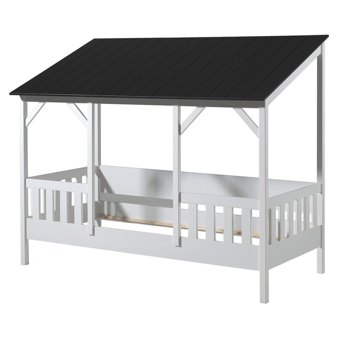 Paris Prix Lit Cabane Enfant En Bois "Housebed III" 90x200cm Blanc & Noir