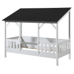 paris prix Lit Cabane Enfant en Bois "Housebed III" 90x200cm Blanc & Noir
