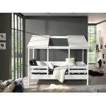 Paris Prix Lit Cabane Enfant "Housebed I" 90x200cm Blanc
