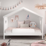 Paris Prix Lit Cabane Enfant Ouvert & Barrière "Amori" 90x200cm Blanc
