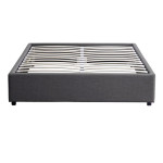 Paris Prix Lit Coffre Design En Tissu "Niura" 140x190cm Gris Foncé