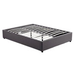 paris prix Lit Coffre Design en Tissu "Niura" 140x190cm Gris Foncé