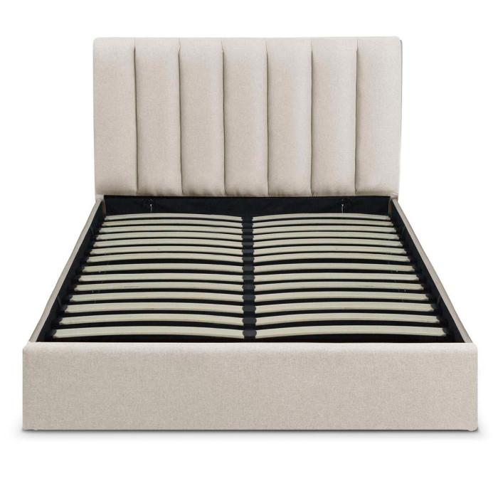 Paris Prix Lit Coffre Design En Tissu "Songa" 140x190cm Beige