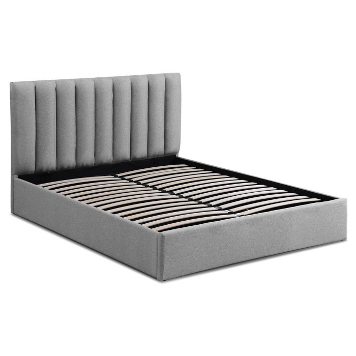 Paris Prix Lit Coffre Design En Tissu "Songa" 160x200cm Gris