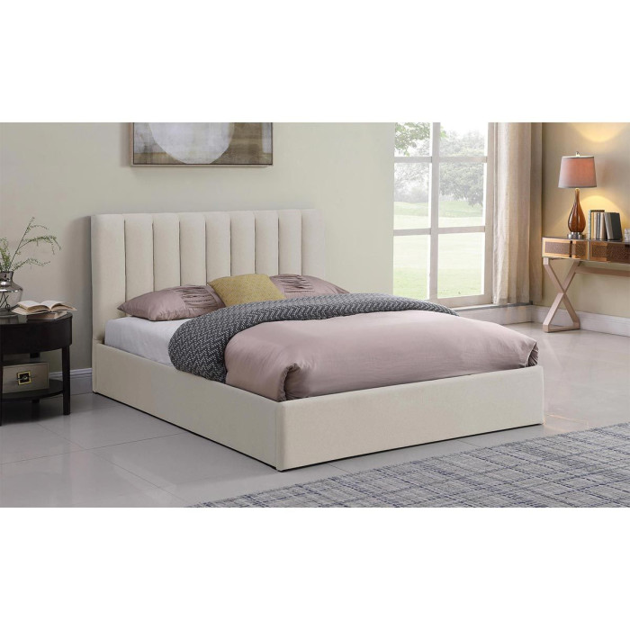 Paris Prix Lit Coffre Design En Tissu "Songa" 180x200cm Beige