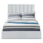 Paris Prix Lit Coffre Design Velours "Songa" 140x190cm Argent