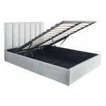 Paris Prix Lit Coffre Design Velours "Songa" 140x190cm Argent