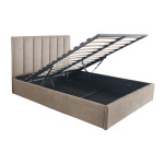 Paris Prix Lit Coffre Design Velours "Songa" 140x190cm Taupe