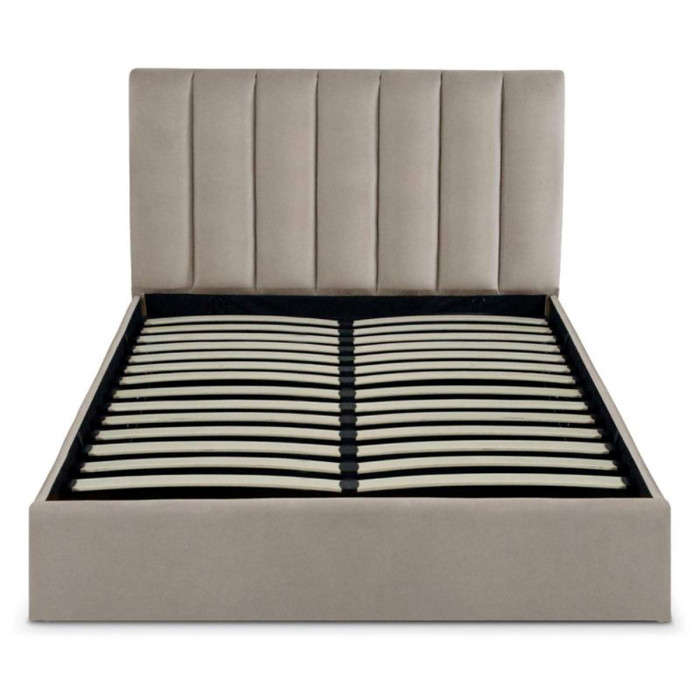 Paris Prix Lit Coffre Design Velours "Songa" 140x190cm Taupe