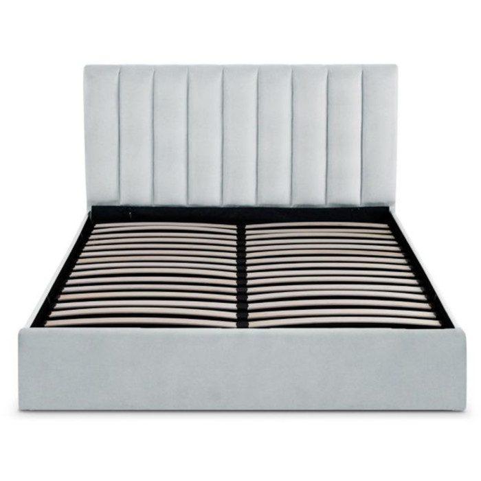 Paris Prix Lit Coffre Design Velours "Songa" 160x200cm Argent