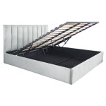 Paris Prix Lit Coffre Design Velours "Songa" 180x200cm Argent