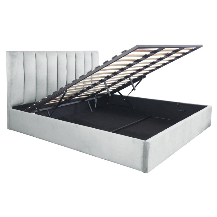 Paris Prix Lit Coffre Design Velours "Songa" 180x200cm Argent