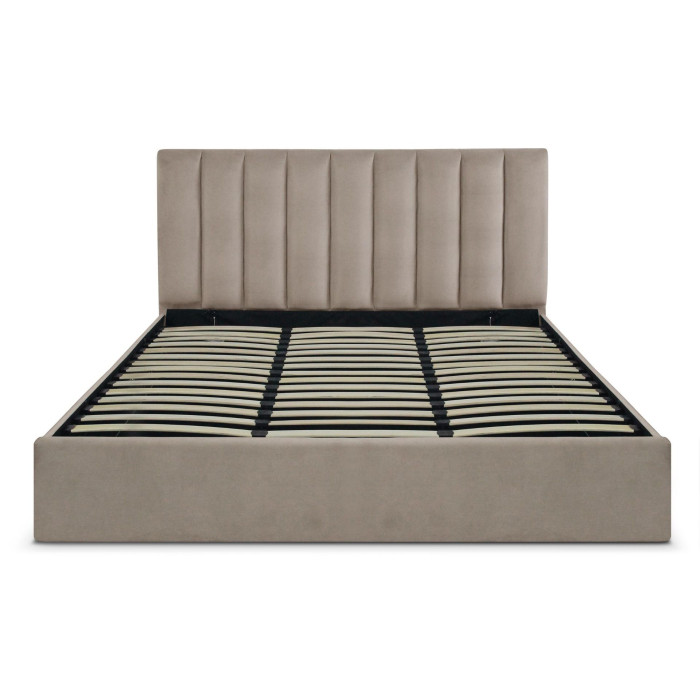 Paris Prix Lit Coffre Design Velours "Songa" 180x200cm Taupe